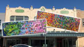 Bright and brilliant colors at Ellen Soffer: Pink Sky
